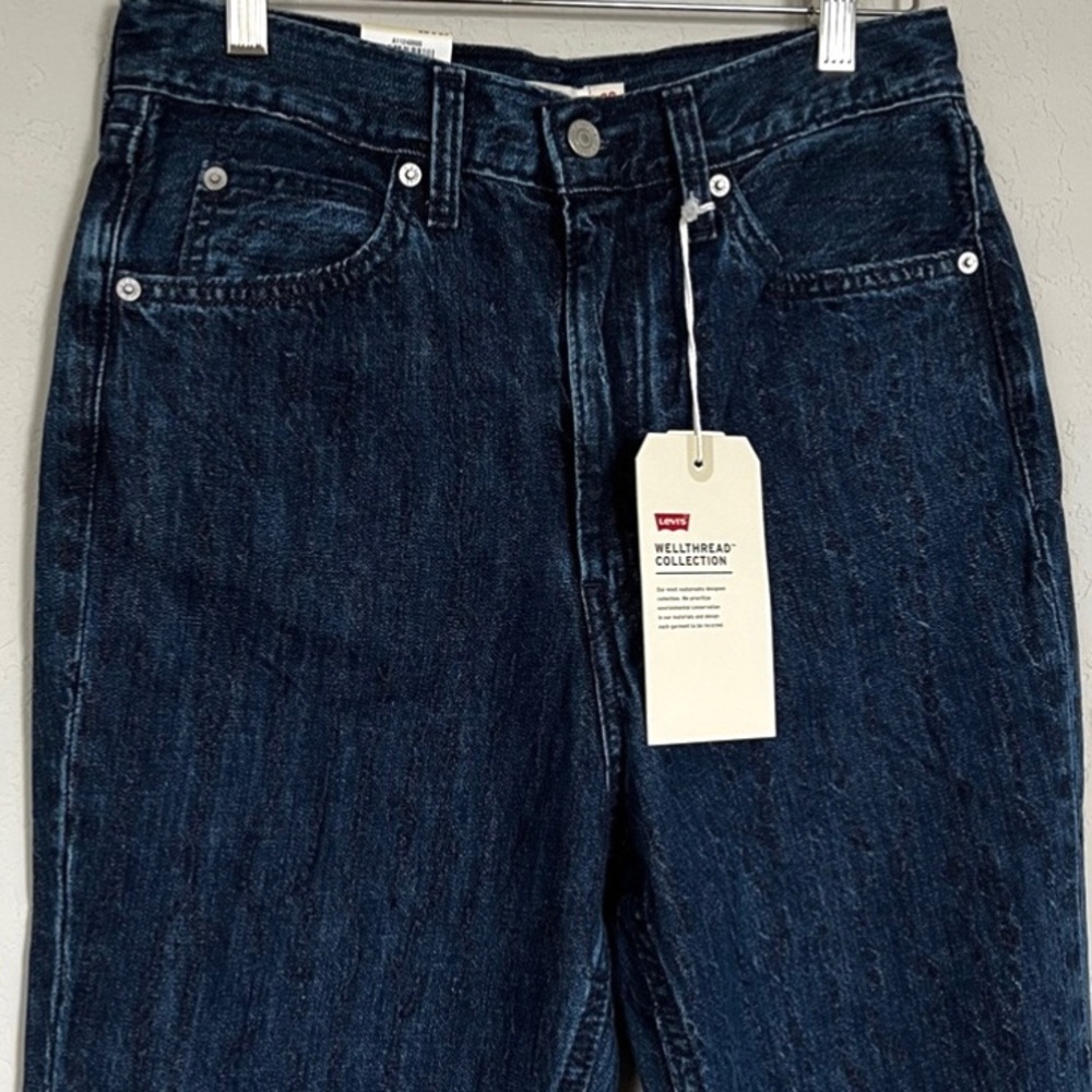 Levi’s 70s Ultra High Rise Slim Straight Leg Jeans Dark Wash Embroidered… - Picture 4 of 13